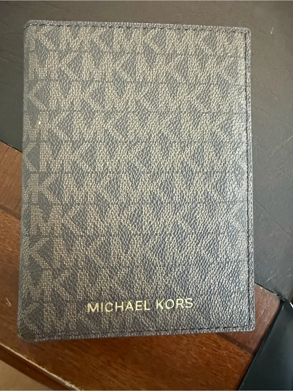 Michael Kors Men's Brown MK Logo Passport Holder